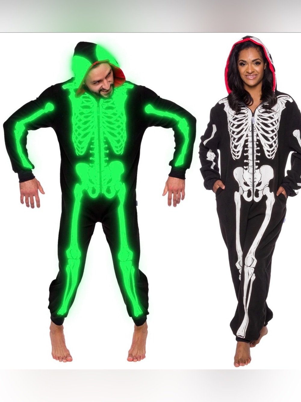 Funziez Glow In The Dark Skeleton Adult Halloween Costume Suit For Adults M